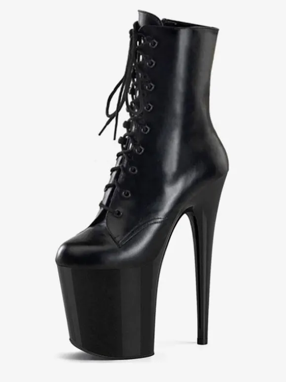 Bottes sexy à talons hauts rouges bout rond fermeture éclair géométrique talon aiguille Rave Club cuissardes
