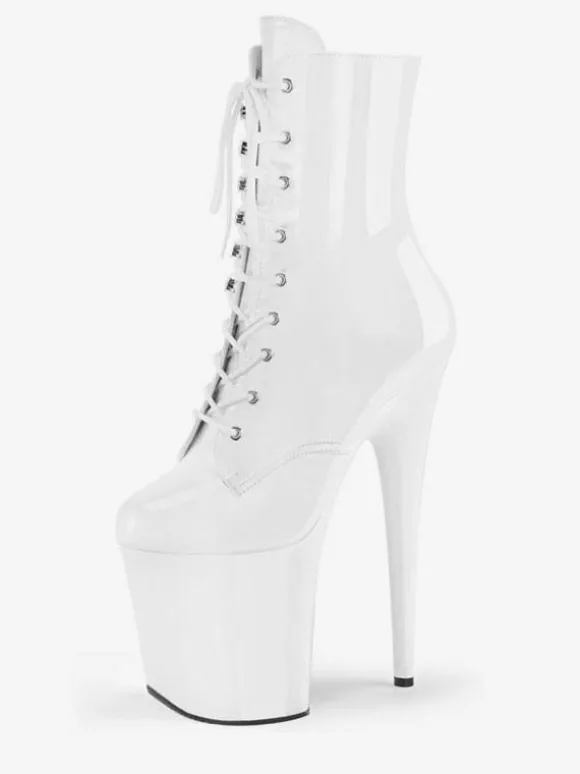 Bottes sexy à talons hauts rouges bout rond fermeture éclair géométrique talon aiguille Rave Club cuissardes