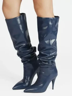 Bottes Souples Pour Femmes Bottes Mi-Mollet À Bout Pointu Talon Aiguille Chic