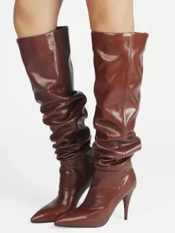 Bottes Souples Pour Femmes Bottes Mi-Mollet À Bout Pointu Talon Aiguille Chic