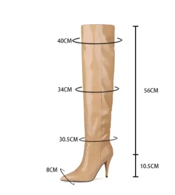 Bottes Souples Pour Femmes Bottes Mi-Mollet À Bout Pointu Talon Aiguille Chic