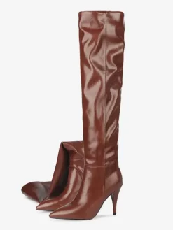 Bottes Souples Pour Femmes Bottes Mi-Mollet À Bout Pointu Talon Aiguille Chic