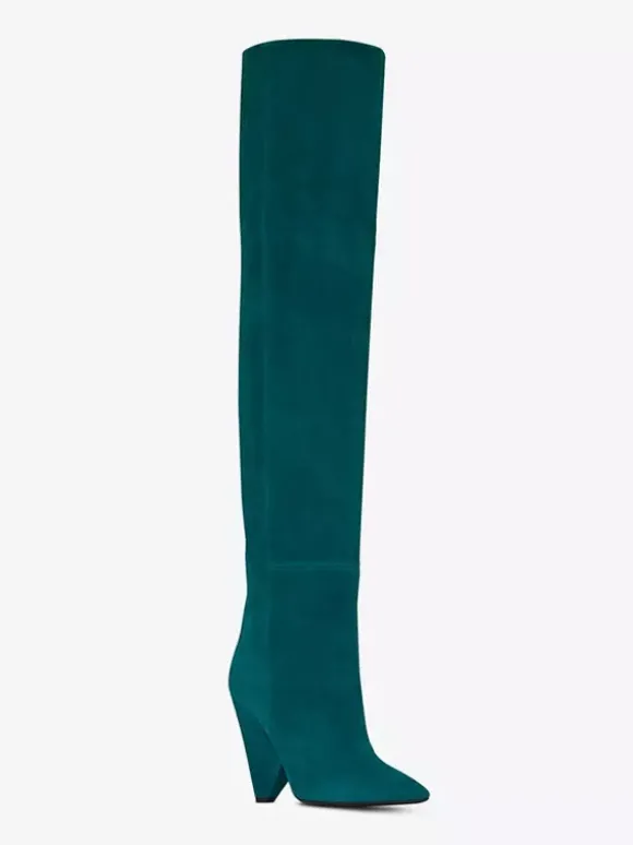 Bottes souples pour femmes cuissardes à talons hauts à bout pointu