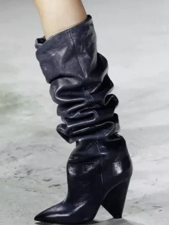 Bottes souples pour femmes cuissardes à talons hauts à bout pointu
