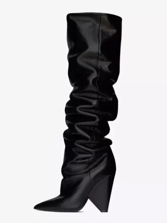 Bottes souples pour femmes cuissardes à talons hauts à bout pointu