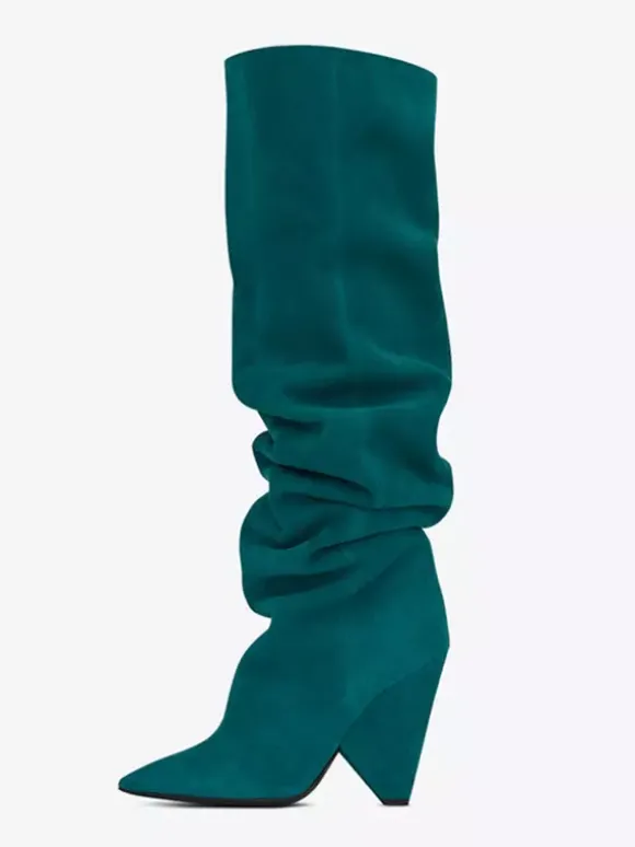 Bottes souples pour femmes cuissardes à talons hauts à bout pointu