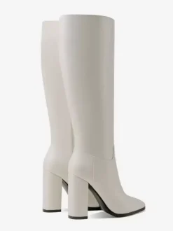 Bottes à Talons Hauts Femme avec Bout Pointu en Cuir Synthétique Unicolore
