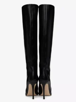 Bottes à Talons Hauts Femme en Cuir Synthétique avec Bout Rond Unicolore