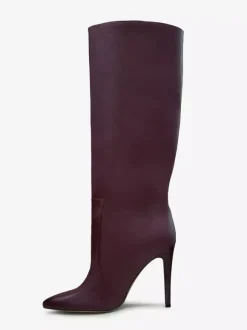 Bottes à Talons Hauts Femme en Cuir Synthétique avec Bout Rond Unicolore