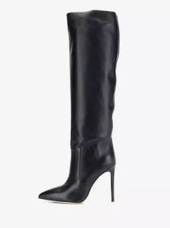 Bottes à Talons Hauts Femme en Cuir Synthétique avec Bout Rond Unicolore
