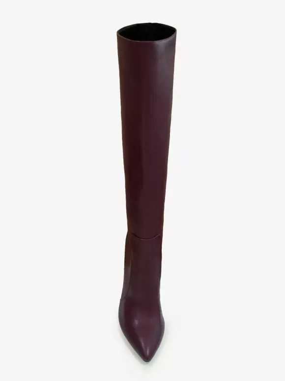 Bottes à Talons Hauts Femme en Cuir Synthétique avec Bout Rond Unicolore