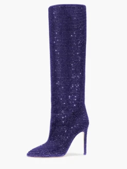 Bottes à Talons Hauts Femme en Cuir Synthétique avec Bout Rond en Paillettes Unicolore