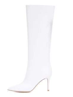 Bottes à Talons Hauts à Zip en Cuir Synthétique Unicolore