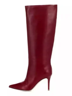 Bottes à Talons Hauts à Zip en Cuir Synthétique Unicolore