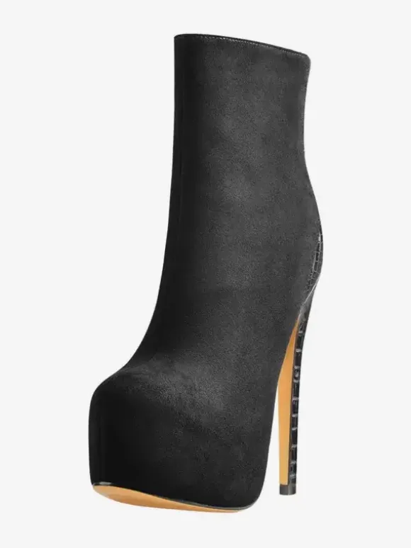 Bottines à lacets léopard pour femmes bottes à fermeture éclair en cuir PU bout rond talon aiguille