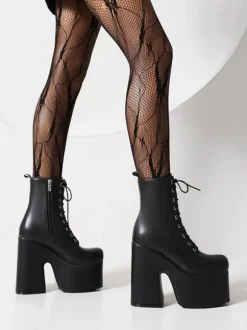 Bottines à lacets pour femmes  bottines à bout rond et talon épais