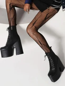 Bottines à lacets pour femmes  bottines à bout rond et talon épais