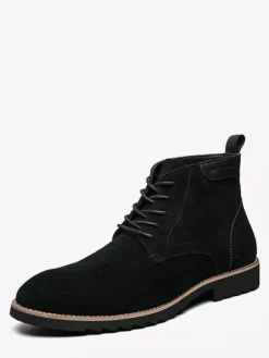 Bottines à lacets pour homme en daim et cuir antidérapant