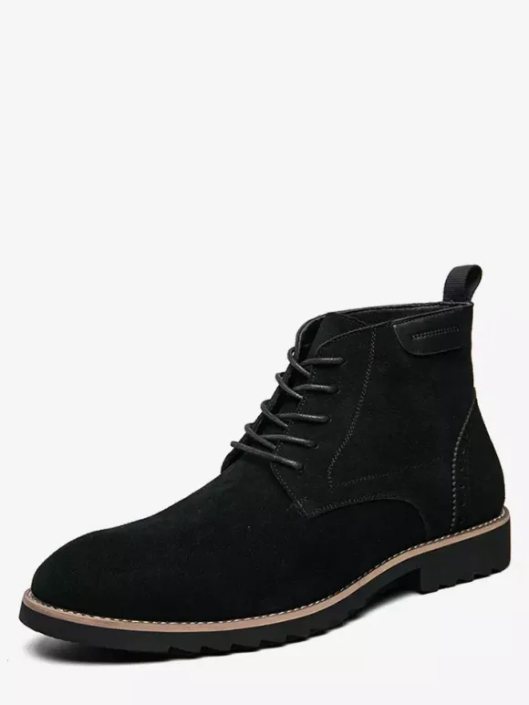 Bottines à lacets pour homme en daim et cuir antidérapant