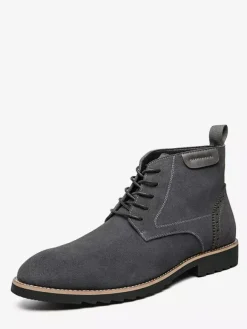 Bottines à lacets pour homme en daim et cuir antidérapant