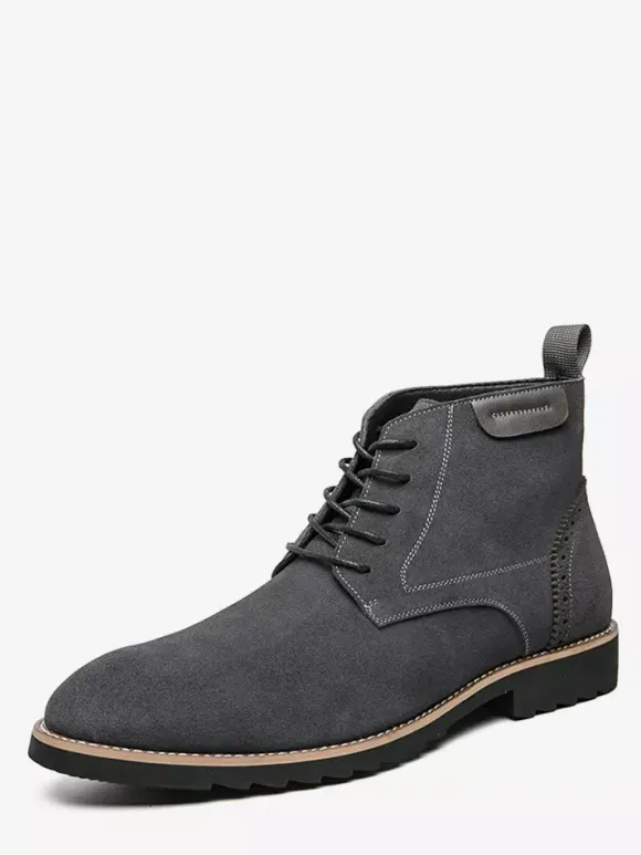 Bottines à lacets pour homme en daim et cuir antidérapant