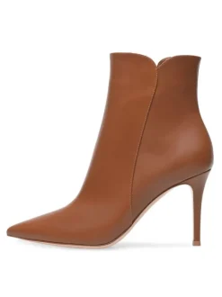 Bottines à Talons Hauts à Zip en Cuir Synthétique Unicolore