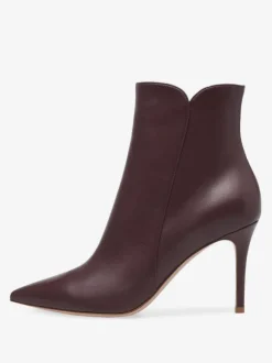 Bottines à Talons Hauts à Zip en Cuir Synthétique Unicolore