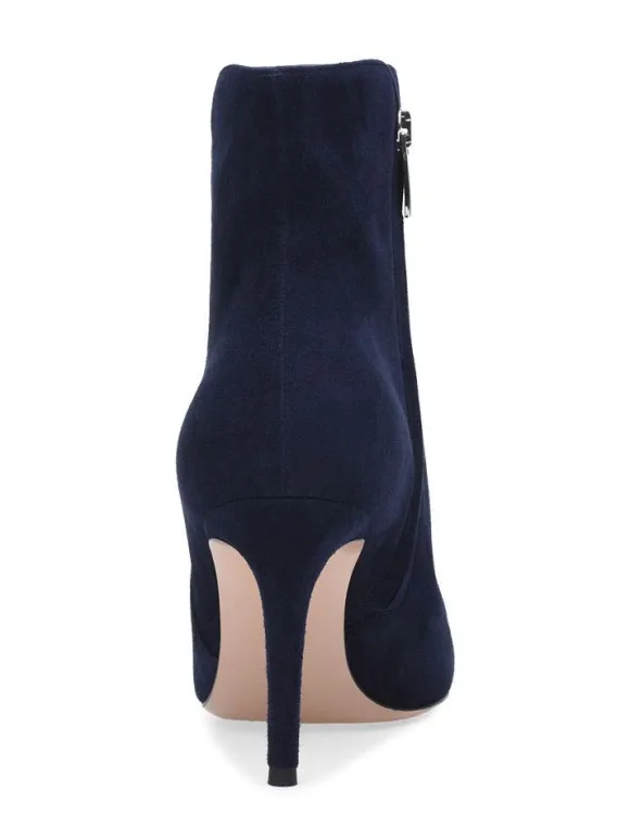 Bottines à Talons Hauts à Zip en Cuir Synthétique Unicolore