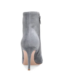Bottines à Talons Hauts à Zip en Cuir Synthétique Unicolore