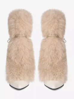 Bottines à talons hauts et bout pointu en fausse fourrure pour femme