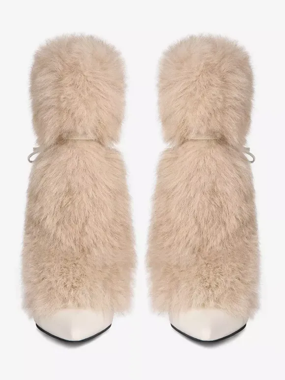 Bottines à talons hauts et bout pointu en fausse fourrure pour femme