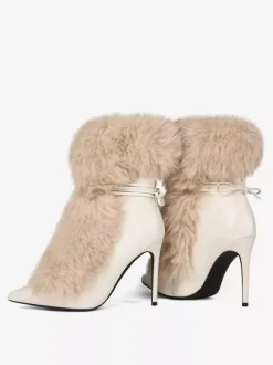 Bottines à talons hauts et bout pointu en fausse fourrure pour femme
