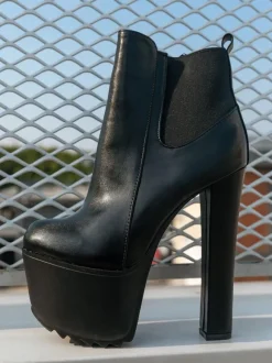 Bottines à Talons Hauts Femme en Cuir Synthétique Sexy Unicolore