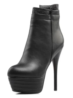 Bottines à Talons Hauts Plate-Forme Strass Rouges Zip Up Bottines Pour Femmes