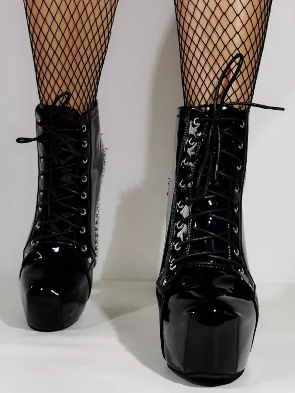 Bottines à talons épais et bout rond pour femmes