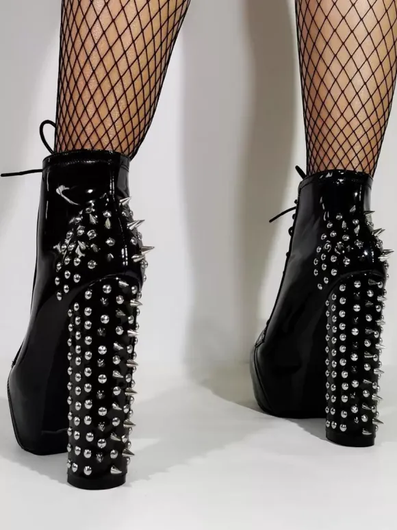 Bottines à talons épais et bout rond pour femmes
