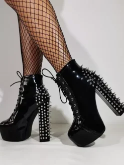 Bottines à talons épais et bout rond pour femmes
