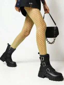 Bottines à talons épais et bout rond avec détails en métal pour femmes