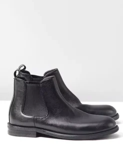 Bottines Chelsea marron en cuir véritable bout rond à enfiler