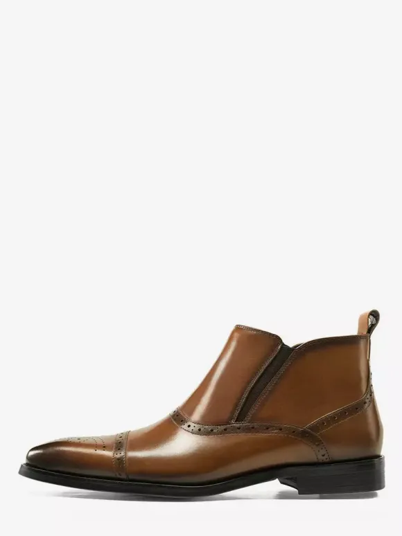 Bottines Chelsea montantes en cuir à bout carré pour homme