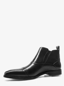 Bottines Chelsea montantes en cuir à bout carré pour homme