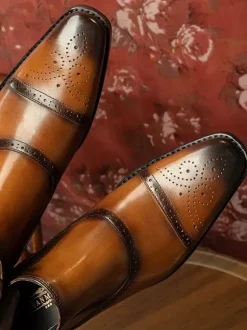 Bottines Chelsea montantes en cuir à bout carré pour homme