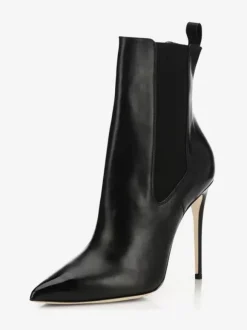 Bottines Chelsea noires à bout pointu et talons hauts pour femmes