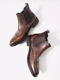 Bottines Chelsea pour hommes bout rond style britannique à la cheville