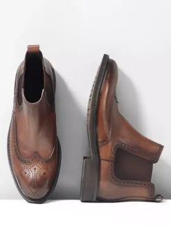 Bottines Chelsea pour hommes bout rond style britannique à la cheville