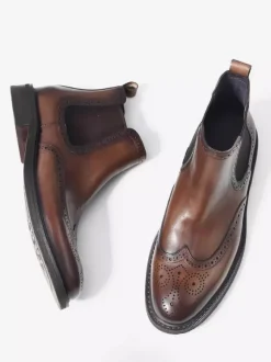 Bottines Chelsea pour hommes bout rond style britannique à la cheville