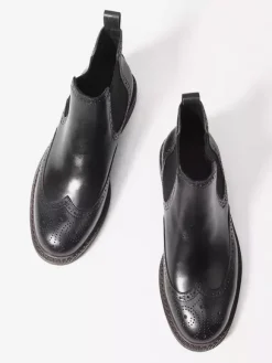 Bottines Chelsea pour hommes bout rond style britannique à la cheville