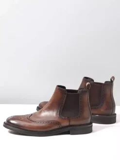 Bottines Chelsea pour hommes bout rond style britannique à la cheville