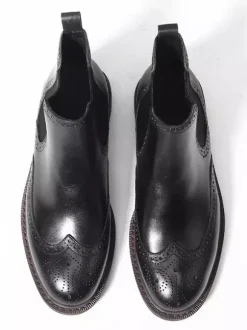 Bottines Chelsea pour hommes bout rond style britannique à la cheville