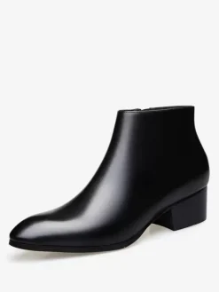 Bottines Chelsea pour hommes en cuir de vachette chic noires courtes